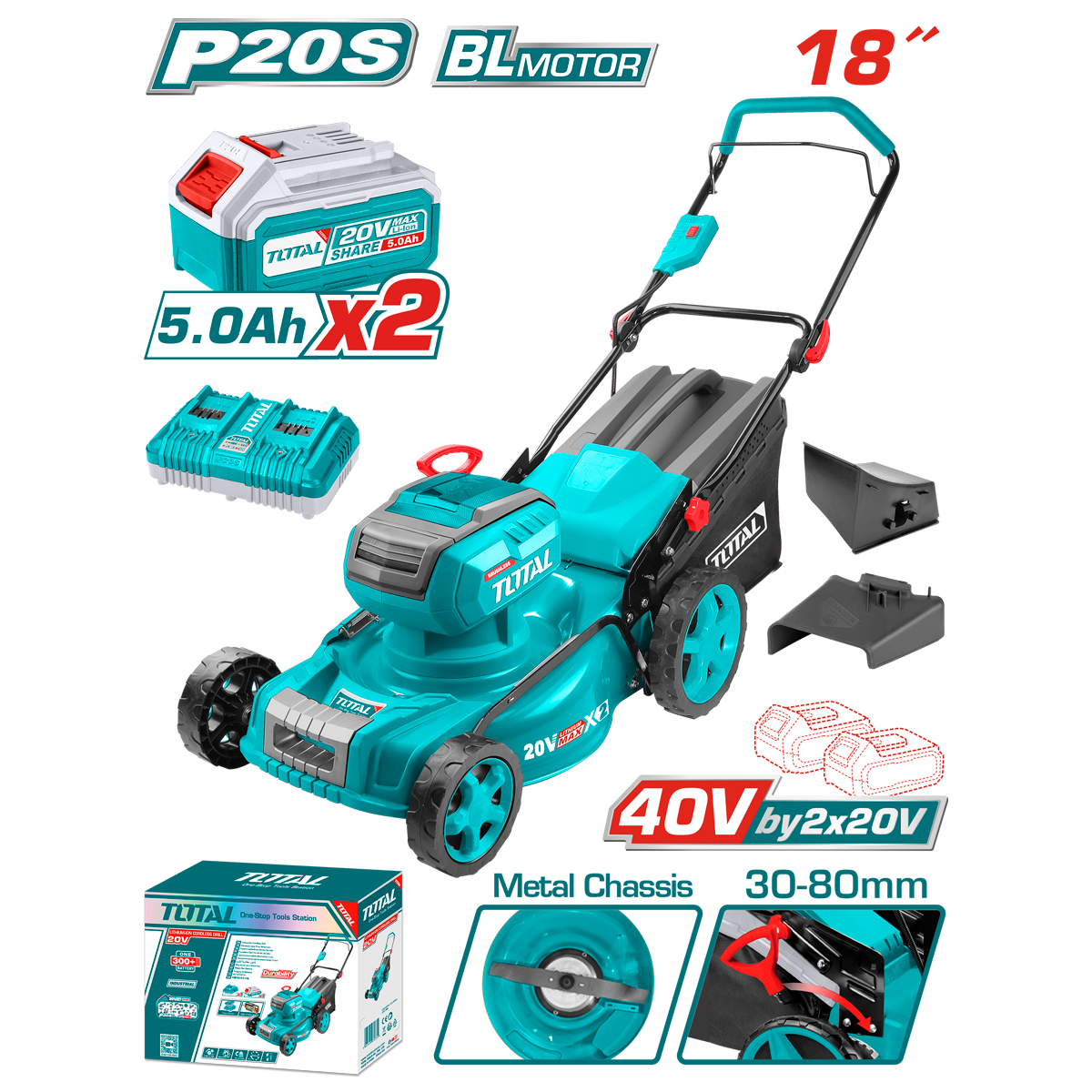 Total Li-Ion Akülü Çim Biçme Makinesi TLMLI20186