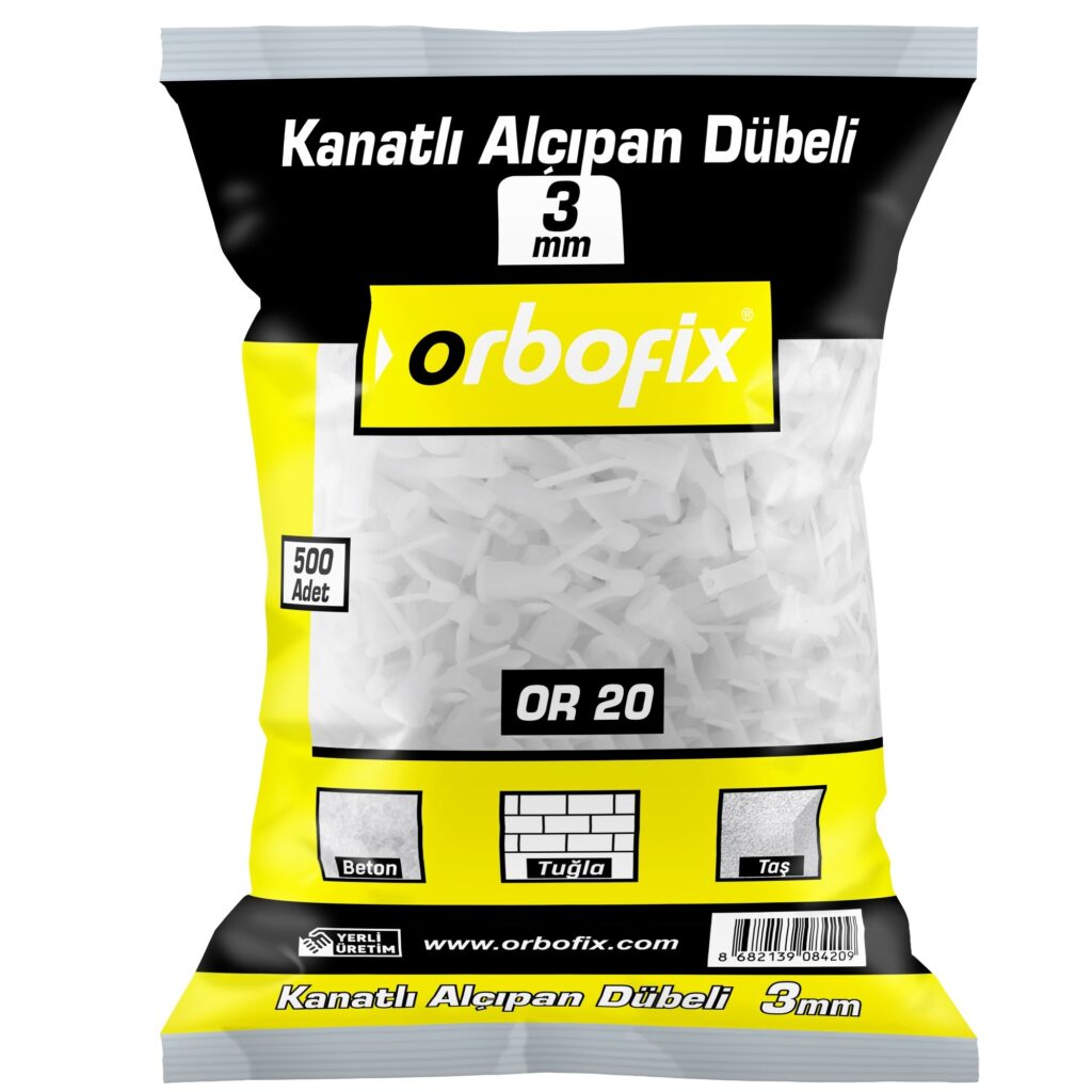Kanatlı Alçıpan Dübeli 3MM 500 Adet
