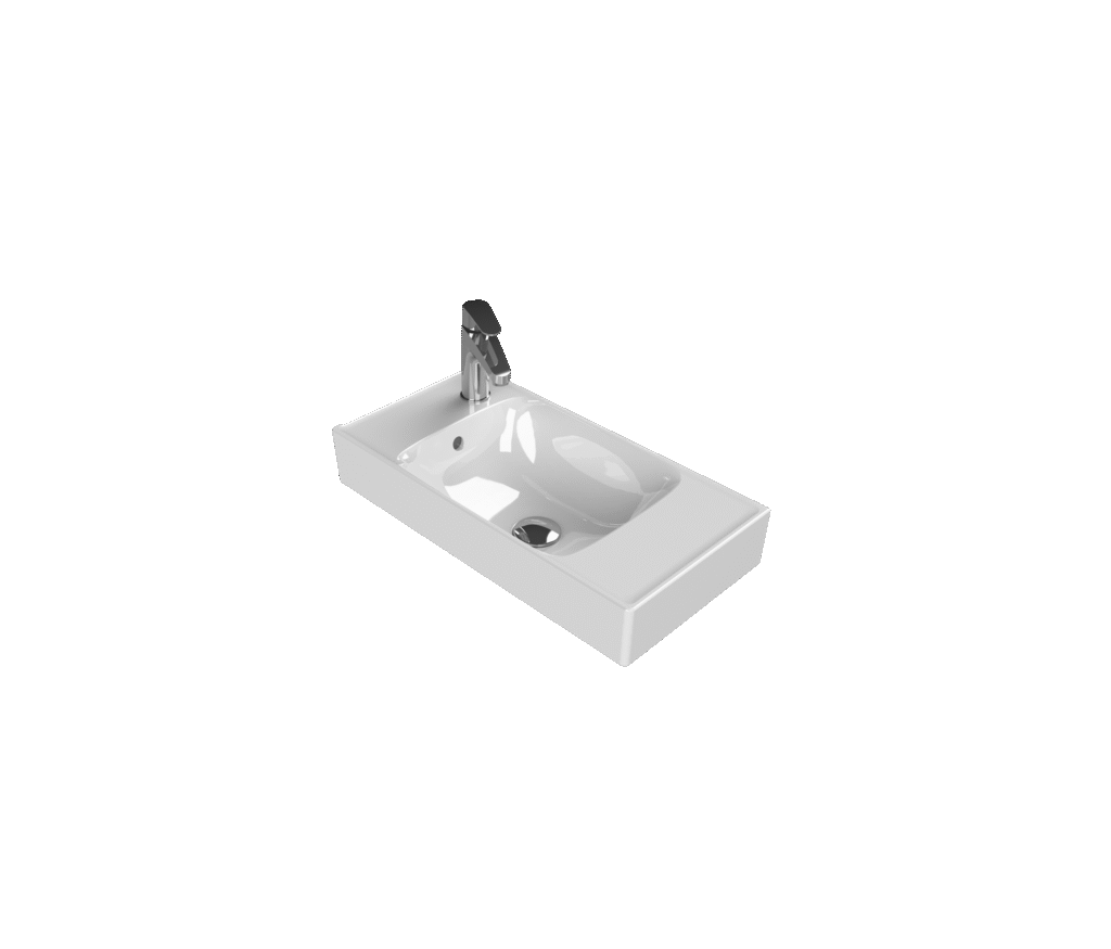 Etajerli Lavabo, Sharp, 60x30 cm (Soldan Batarya Delikli)