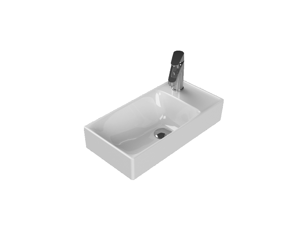 Etajerli Lavabo, Sharp, 50x25 cm (Sağdan Batarya Delikli)
