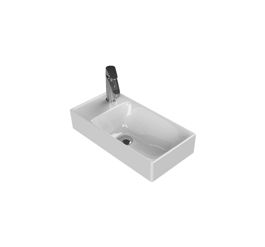 Etajerli Lavabo, Sharp, 50x25 cm (Soldan Batarya Delikli)