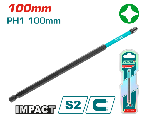 Total TACIM71PH1100 Darbeli 100MM PH1 Bits Uçu Kartelalı