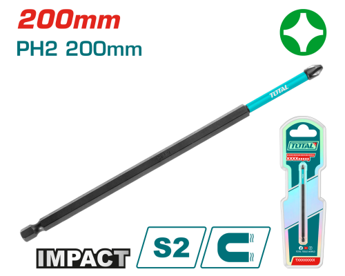 Total TACIM71PH2200 Darbeli 200MM PH2 Bits Uçu Kartelalı