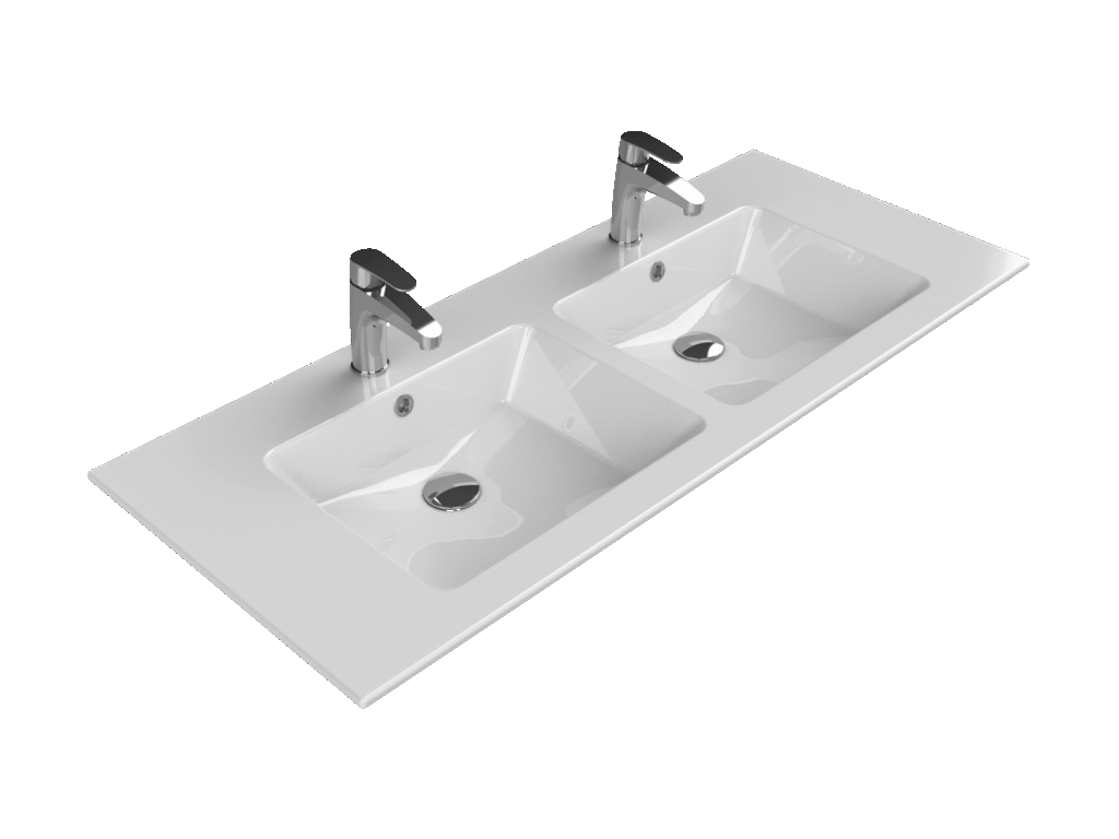 Etajerli Lavabo, İbiza, 121x51 cm (Çift Hazneli)