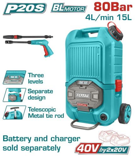 Total TPWLI4006 LI-ION AKÜLÜ BASINÇLI YIKAMA 80 BAR SOLO