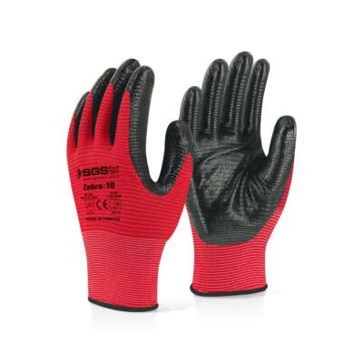 SGS7110 Nitril Kaplı Örme Eldiven Kırmızı Zebra-10