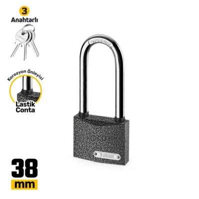 SGS1331 Asma Kilit Gri Boyalı Uzun Kanca 38 MM