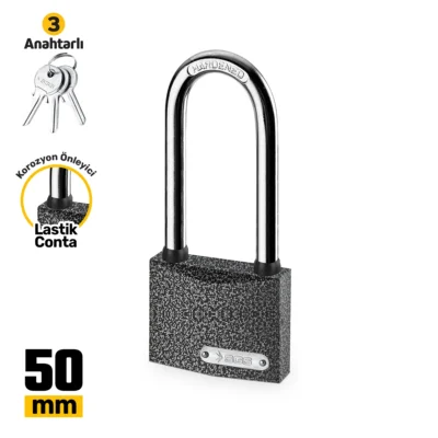 SGS1332 Asma Kilit Gri Boyalı Uzun Kanca 50 MM