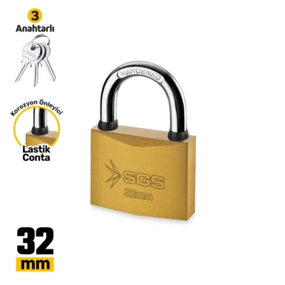 SGS1342 Asma Kilit Sarı Boyalı 32 MM