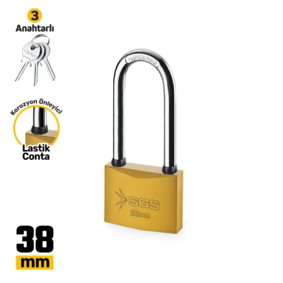 SGS1351 Asma Kilit Sarı Boyalı Uzun Kanca 38 MM