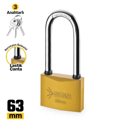 SGS1353 Asma Kilit Sarı Boyalı Uzun Kanca 63 MM