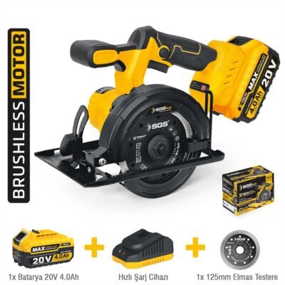 SGS5540 Akülü Granit&mermer Kesme Makinesi Seti 125 MM 1x4.0 AH (Kömürsüz Motor)