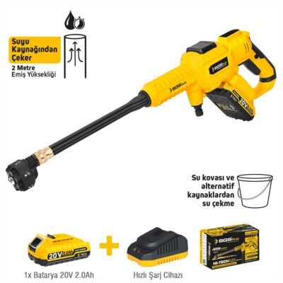 SGS5410 Akülü Basınçlı Yıkama Makinesi Seti 30 BAR 435PSI 1x2.0 AH