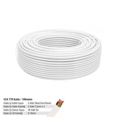 SGS3556 Cca Ttr Kablo 3x2,5 100 Metre 48x0,18 Beyaz