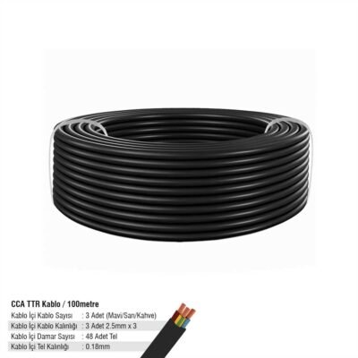 SGS3558 Cca Ttr Kablo 3x2,5 100 Metre 48x0,18 Siyah