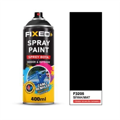 Fixed F3205 SGS Sprey Boya Akrilik - Siyah/mat Yüksek Isıya Dayanıklı 320 GR 400 ML(400°C)