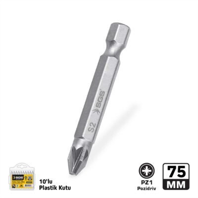 SGS3940 Pozidriv Uçlu Bits S2 PZ1X75 MM Sand-Pro Series