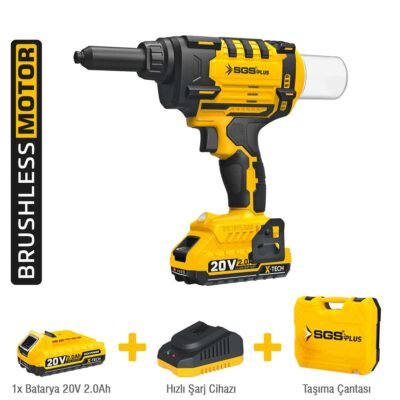 SGS5465 Akülü Perçin Tabancası Seti 20 V 1x2.0 AH (Kömürsüz Motor)