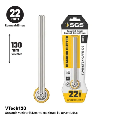 SGS140 Seramik-Granit Kesme Elması 22 MM Rulmanlı Uzun