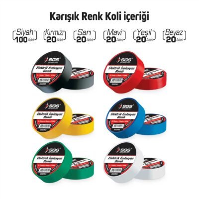 SGS2960 Elektrik İzolasyon Bandı Karışık Renk 19 MM x 10YRD