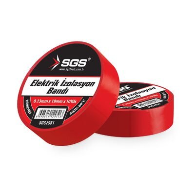 SGS2951 Elektrik İzolasyon Bandı Kırmızı 19 MM x 10YRD