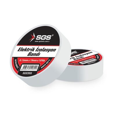 SGS2955 Elektrik İzolasyon Bandı Beyaz 19 MM x 10YRD