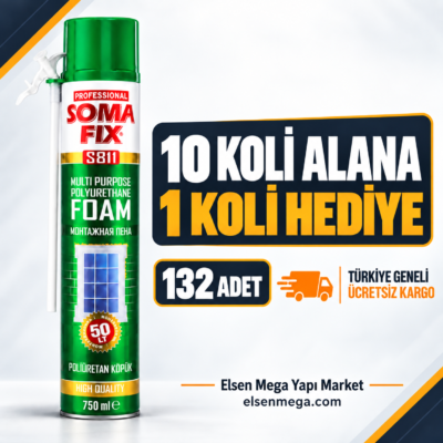 Somafix S811-K S811 Poliüretan Köpük 750 ml - 10 Koli Kampanyası (1 Koli Hediye)